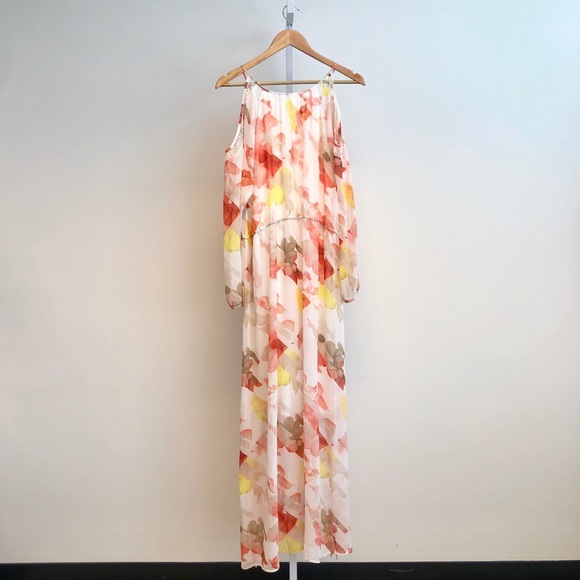 Calvin Klein Rose Maxi Dress with Cold Shoulders - Picture 2 of 5